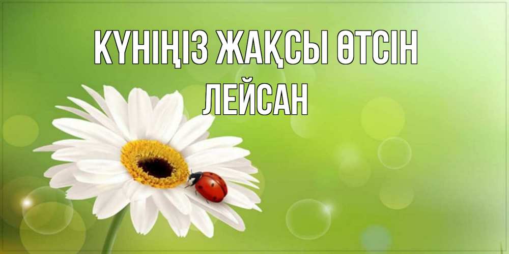 Күн сайын ашық хат с именем, Лейсан Күніңіз жақсы өтсін зеленый фон и ромашка Онлайн тегін жүктеп алу тілектері бар керемет карта 