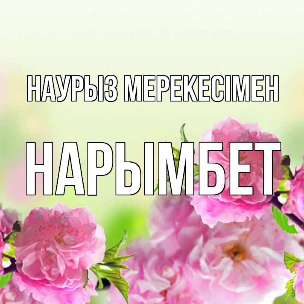 Күн сайын ашық хат с именем, Нарымбет Наурыз мерекесімен цветы Онлайн тегін жүктеп алу тілектері бар керемет карта 