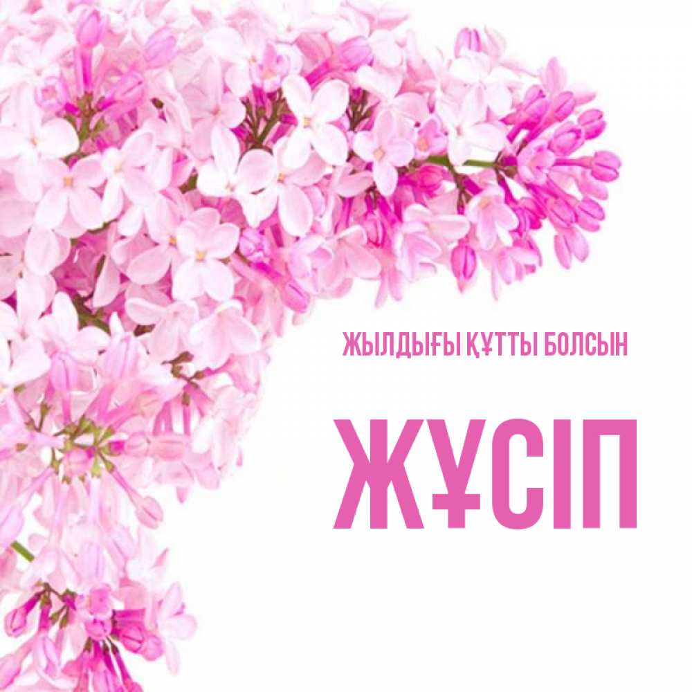 Күн сайын ашық хат с именем, Жұсіп Жылдығы құтты болсын Сирень на белом фоне Онлайн тегін жүктеп алу тілектері бар керемет карта 