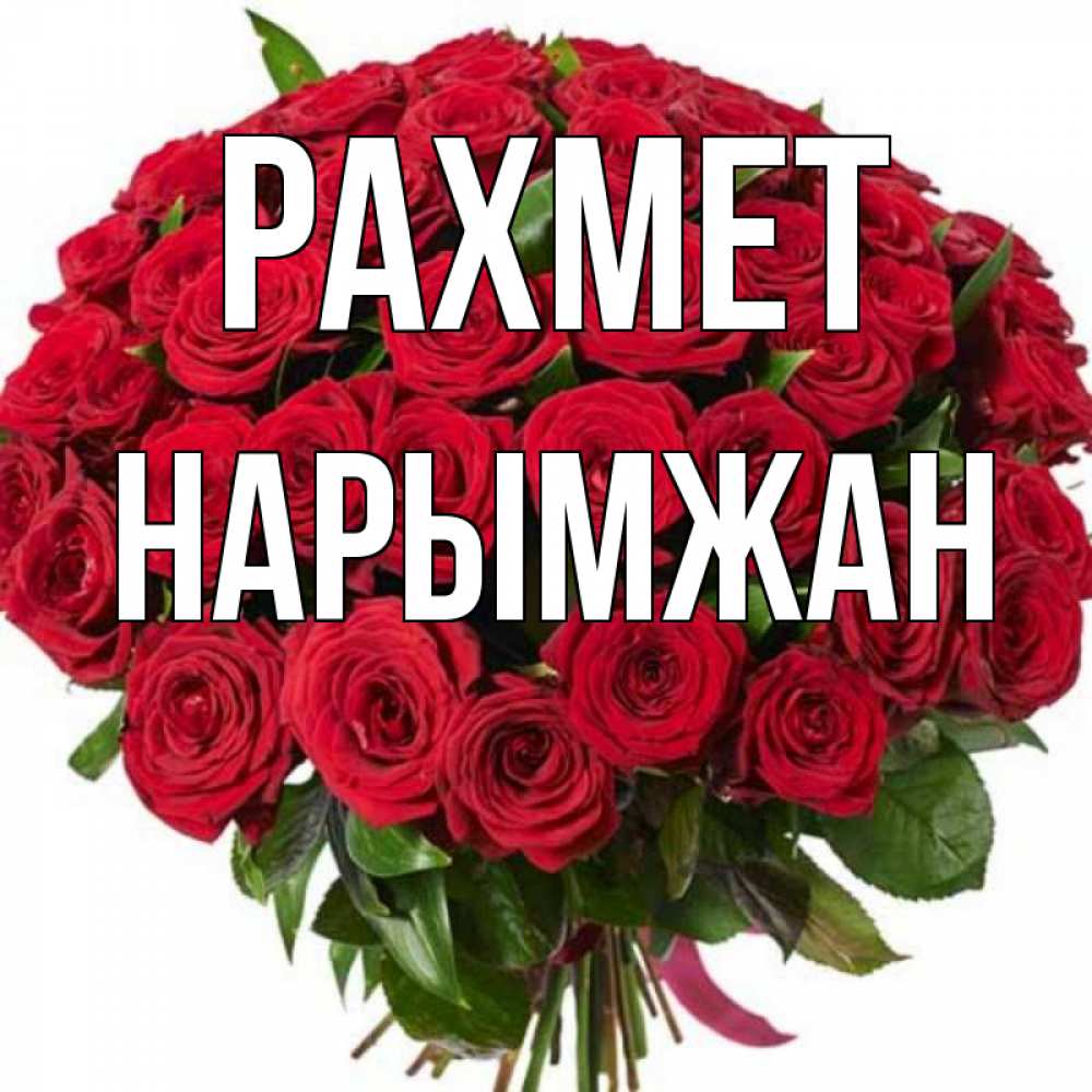 Күн сайын ашық хат с именем, НАРЫМЖАН рахмет букет красных роз Онлайн тегін жүктеп алу тілектері бар керемет карта 