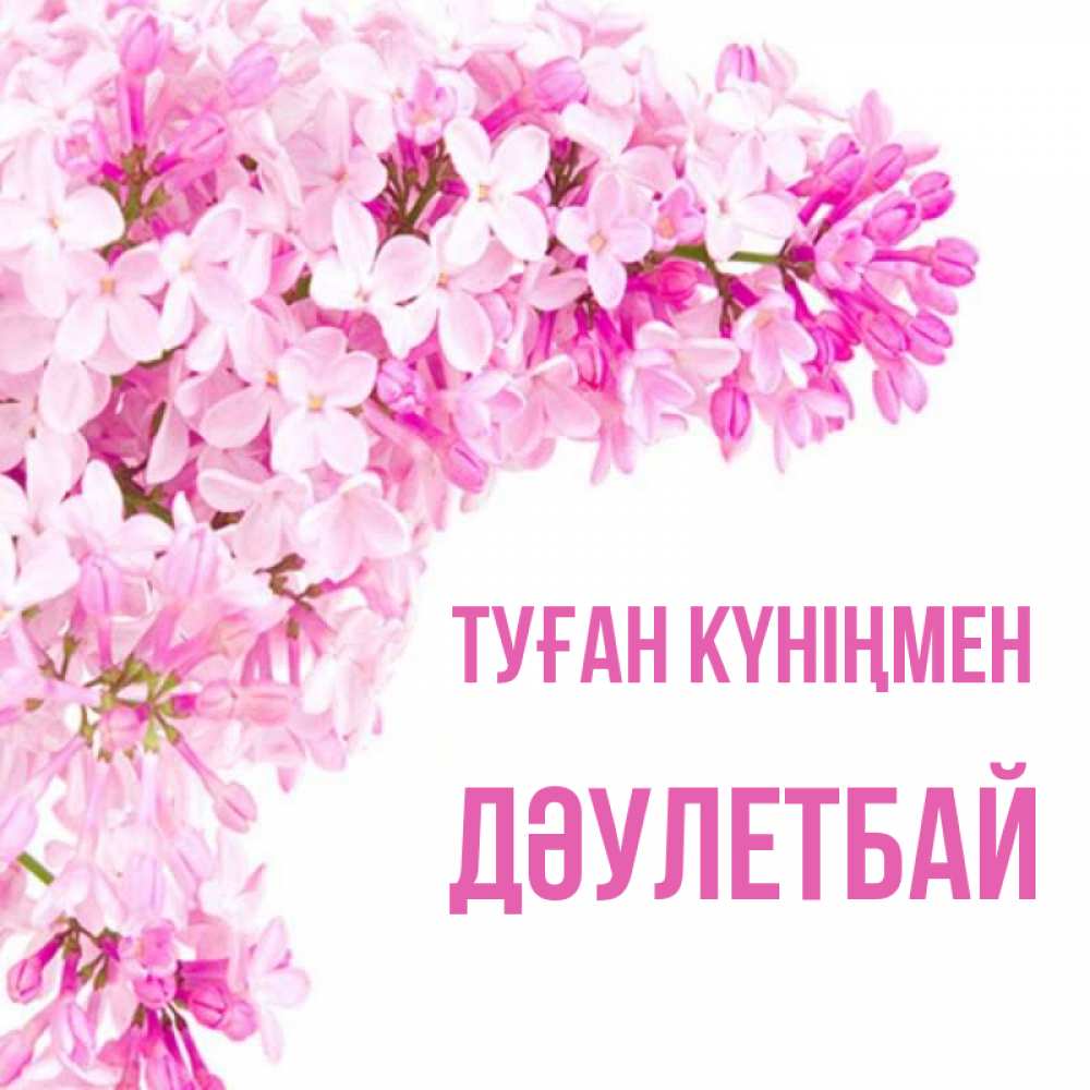 Күн сайын ашық хат с именем, Дәулетбай Туған күніңмен Сирень на белом фоне Онлайн тегін жүктеп алу тілектері бар керемет карта 