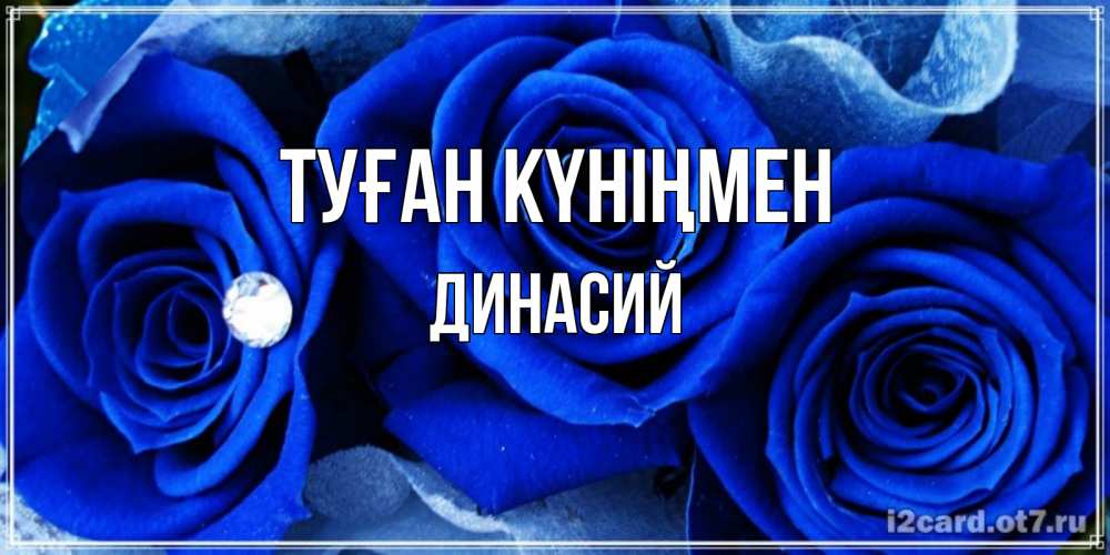 Күн сайын ашық хат с именем, Динасий Туған күніңмен синие розы в росе Онлайн тегін жүктеп алу тілектері бар керемет карта 