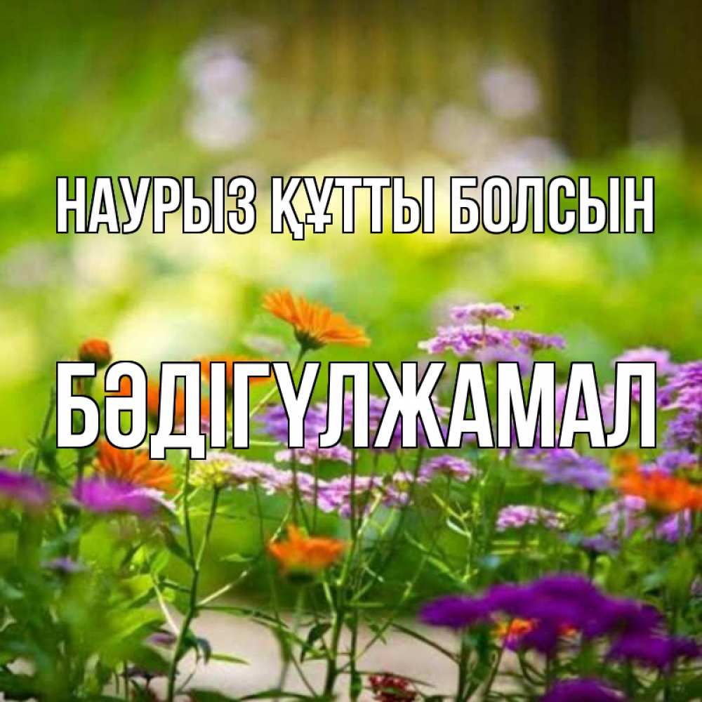 Күн сайын ашық хат с именем, БӘДІГҮЛЖАМАЛ Наурыз құтты болсын цветы Онлайн тегін жүктеп алу тілектері бар керемет карта 