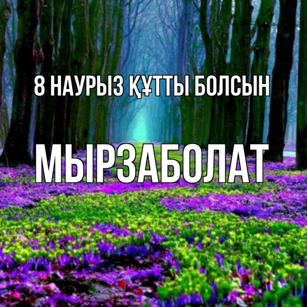 Күн сайын ашық хат с именем, Мырзаболат 8 наурыз құтты болсын фиолетовые цветы в лесу 1 Онлайн тегін жүктеп алу тілектері бар керемет карта 