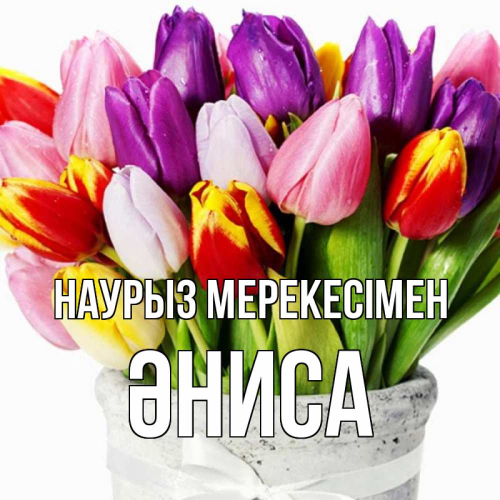Күн сайын ашық хат с именем, ӘНИСА Наурыз мерекесімен букет Онлайн тегін жүктеп алу тілектері бар керемет карта 