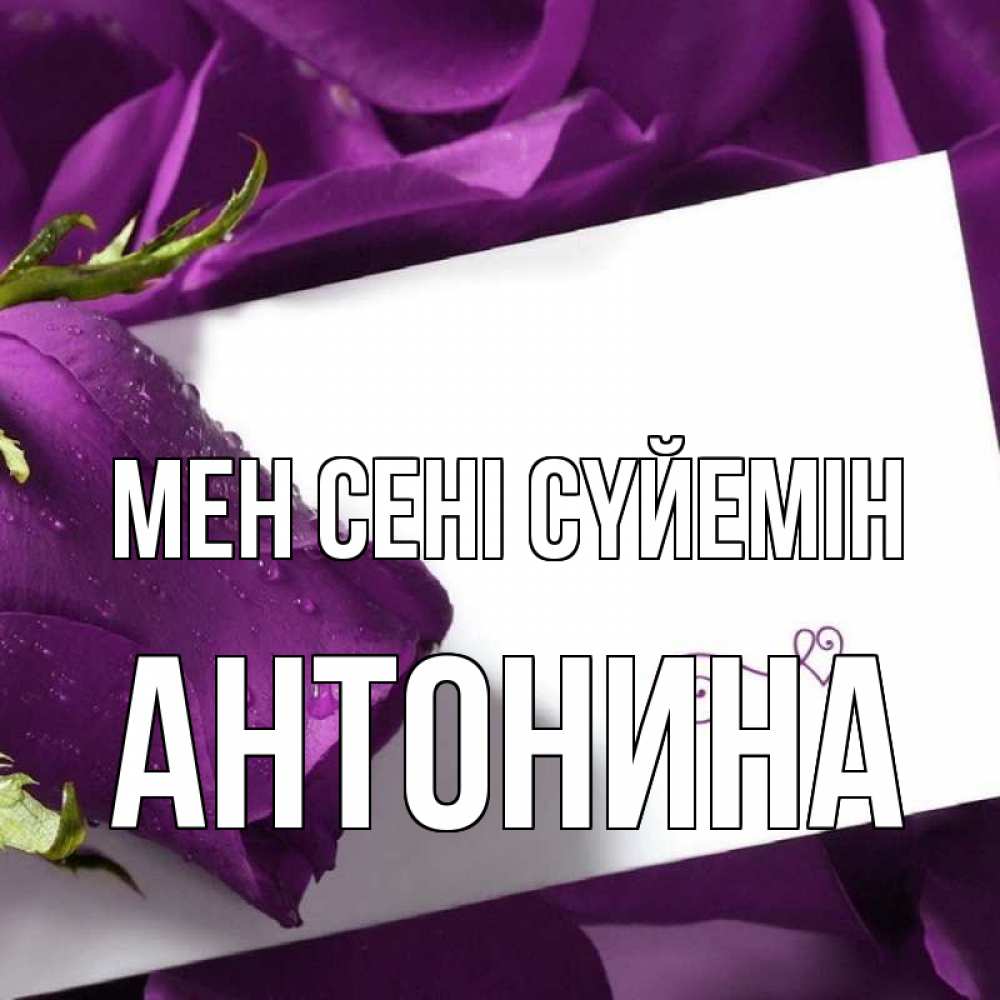 Күн сайын ашық хат с именем, Антонина Мен сені сүйемін роза Онлайн тегін жүктеп алу тілектері бар керемет карта 