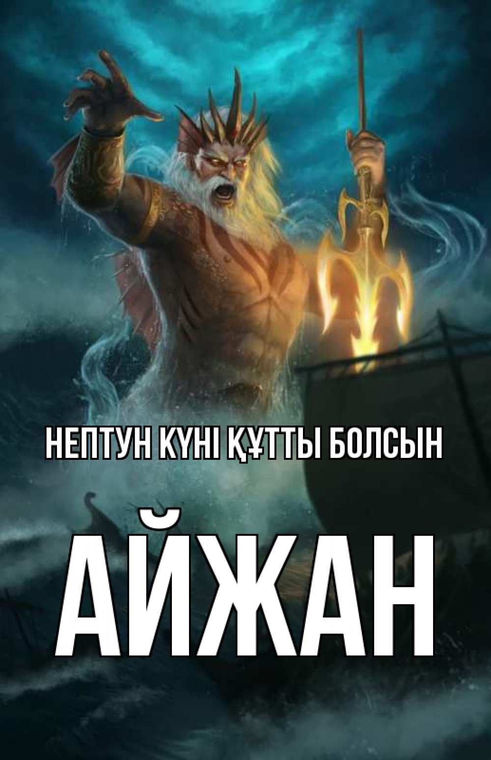 Күн сайын ашық хат с именем, АЙЖАН нептун күні құтты болсын с днем Нептуна Онлайн тегін жүктеп алу тілектері бар керемет карта 