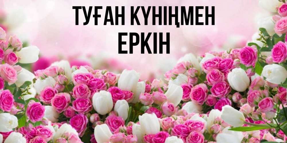 Күн сайын ашық хат с именем, Еркін Туған күніңмен открытка с разными розами Онлайн тегін жүктеп алу тілектері бар керемет карта 