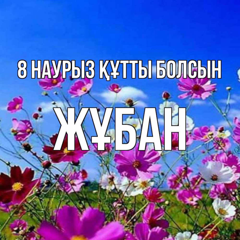 Күн сайын ашық хат с именем, Жұбан 8 наурыз құтты болсын цветы Онлайн тегін жүктеп алу тілектері бар керемет карта 