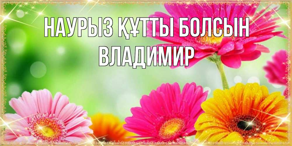 Күн сайын ашық хат с именем, Владимир Наурыз құтты болсын цветочки для любимой женщины Онлайн тегін жүктеп алу тілектері бар керемет карта 