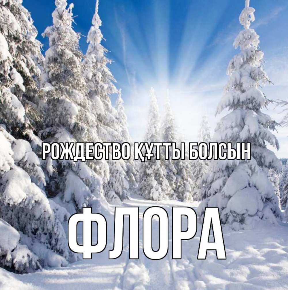 Күн сайын ашық хат с именем, Флора Рождество құтты болсын зима, лес Онлайн тегін жүктеп алу тілектері бар керемет карта 