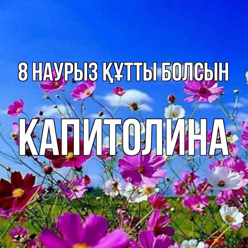 Күн сайын ашық хат с именем, Капитолина 8 наурыз құтты болсын цветы Онлайн тегін жүктеп алу тілектері бар керемет карта 