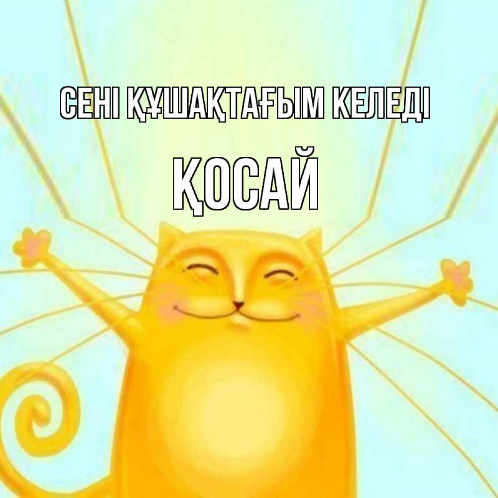 Күн сайын ашық хат с именем, ҚОСАЙ сені құшақтағым келеді солнечный обнимашечный кот Онлайн тегін жүктеп алу тілектері бар керемет карта 