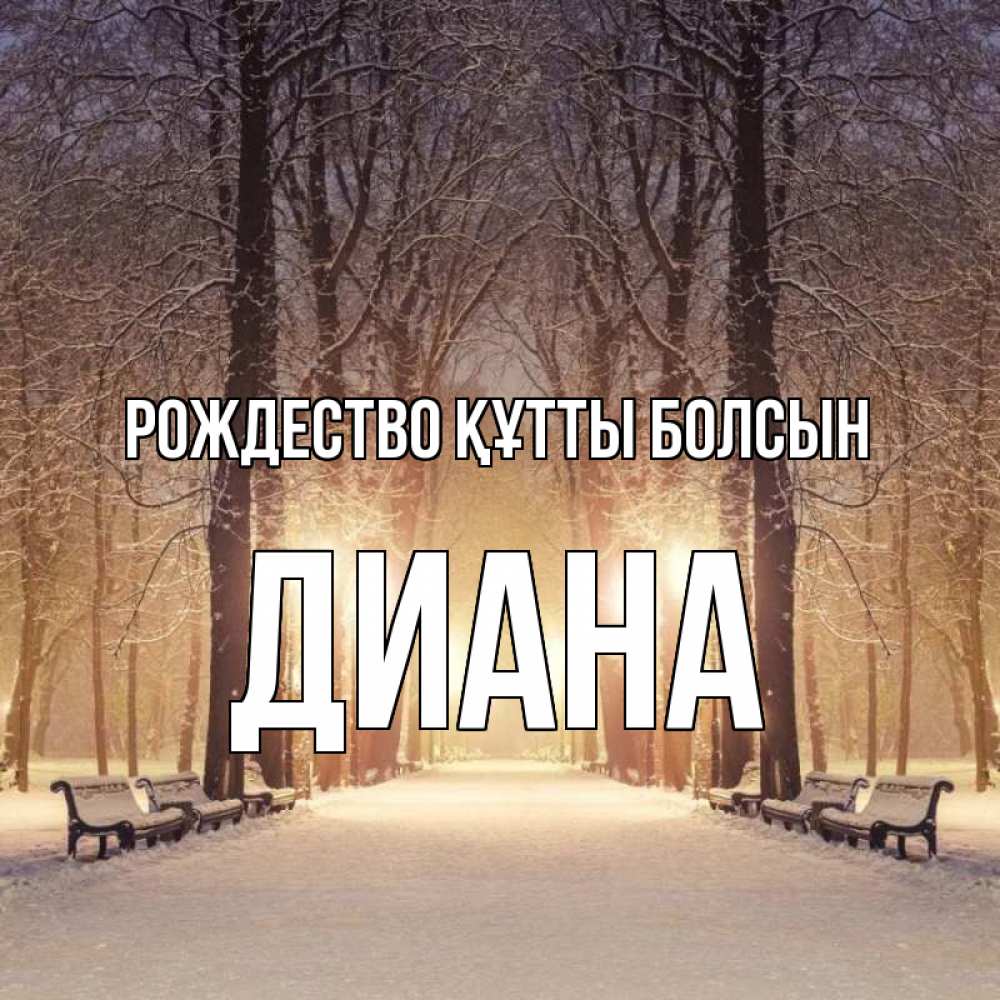 Күн сайын ашық хат с именем, Диана Рождество құтты болсын зима, парк, фонарь, лес Онлайн тегін жүктеп алу тілектері бар керемет карта 