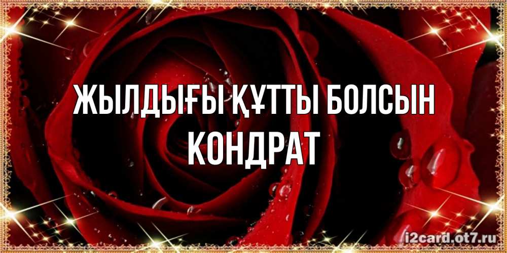 Күн сайын ашық хат с именем, Кондрат Жылдығы құтты болсын цветок в росе на день рождения Онлайн тегін жүктеп алу тілектері бар керемет карта 