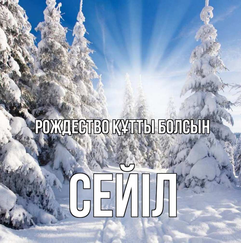 Күн сайын ашық хат с именем, СЕЙІЛ Рождество құтты болсын зима, лес Онлайн тегін жүктеп алу тілектері бар керемет карта 