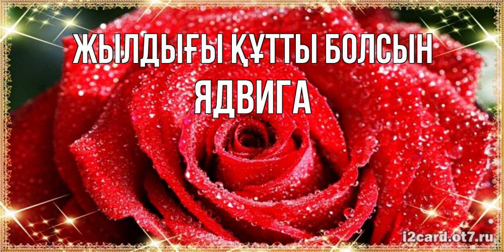 Күн сайын ашық хат с именем, Ядвига Жылдығы құтты болсын роса и роза. открытка с красивой розой Онлайн тегін жүктеп алу тілектері бар керемет карта 