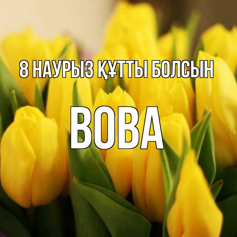 Күн сайын ашық хат с именем, Вова 8 наурыз құтты болсын цветы Онлайн тегін жүктеп алу тілектері бар керемет карта 