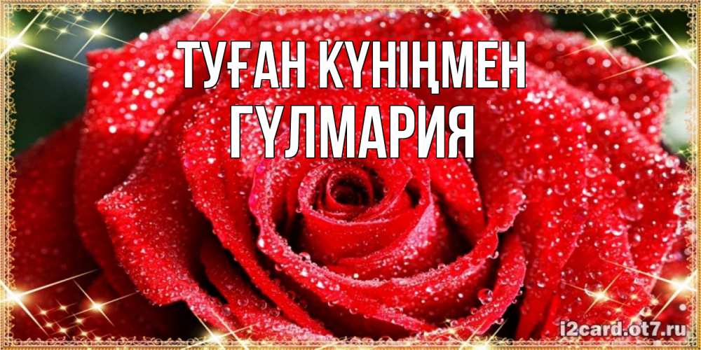 Күн сайын ашық хат с именем, ГҮЛМАРИЯ Туған күніңмен роса и роза. открытка с красивой розой Онлайн тегін жүктеп алу тілектері бар керемет карта 