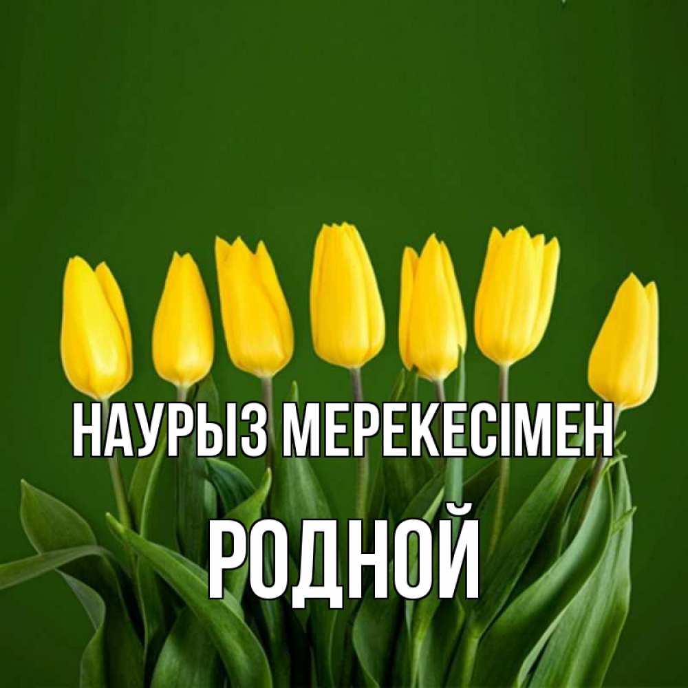 Күн сайын ашық хат с именем, Родной Наурыз мерекесімен желтого цвета 3 Онлайн тегін жүктеп алу тілектері бар керемет карта 