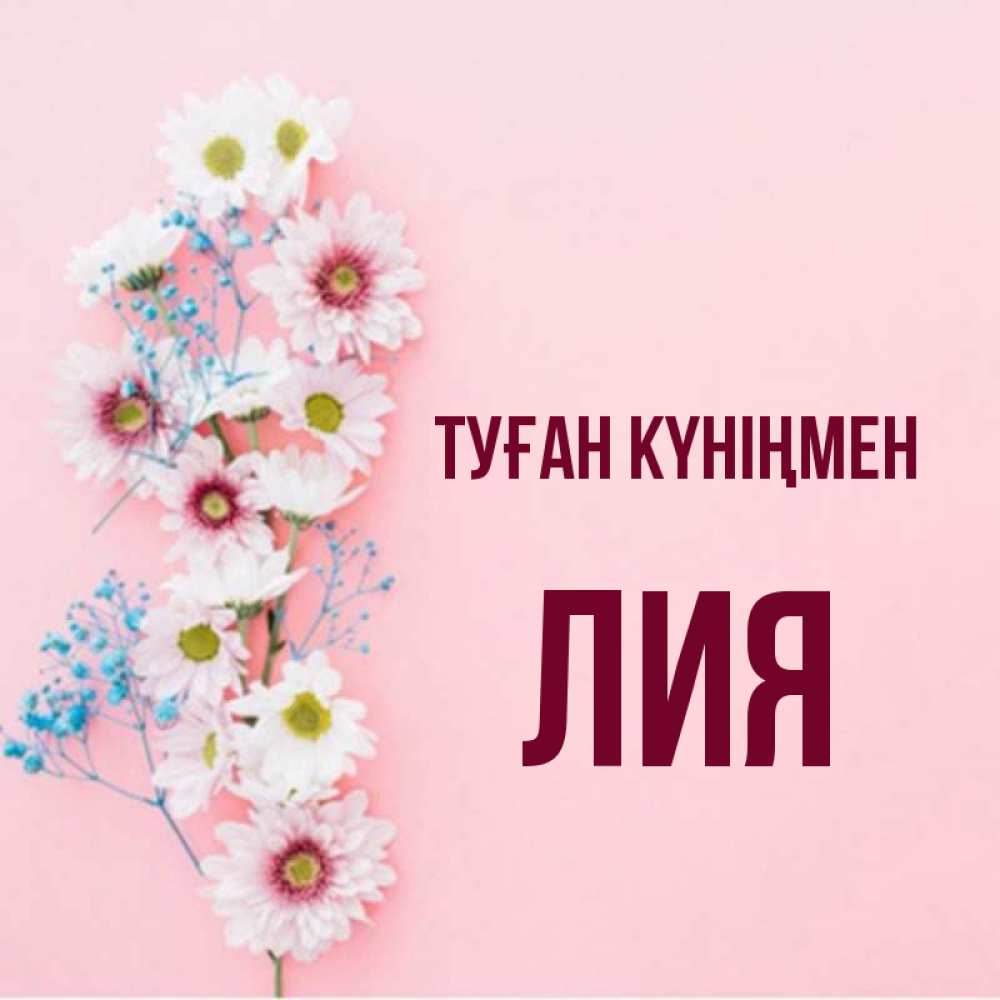 Күн сайын ашық хат с именем, Лия Туған күніңмен Родная моя с днем рождения тебя картинка с цветами белыми и голубыми Онлайн тегін жүктеп алу тілектері бар керемет карта 