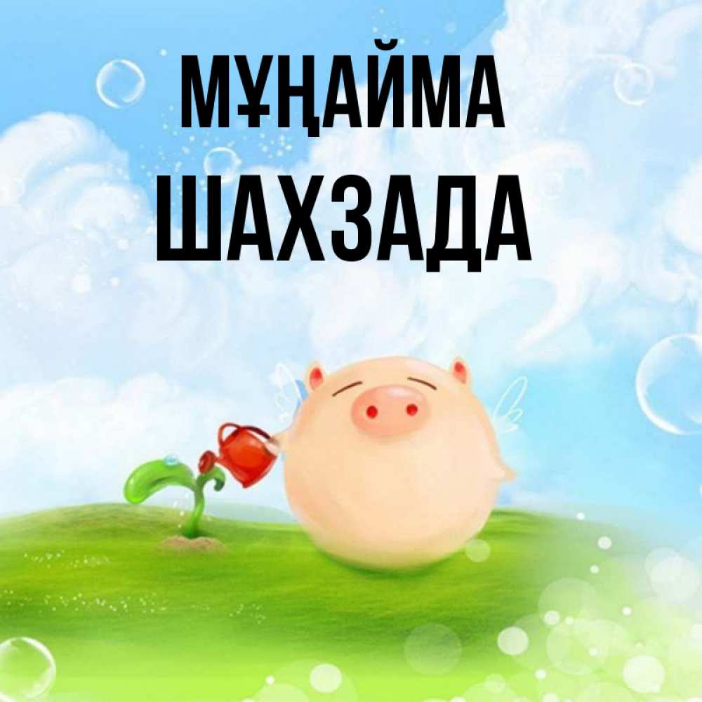 Күн сайын ашық хат с именем, ШАХЗАДА Мұңайма поливает цветок порося Онлайн тегін жүктеп алу тілектері бар керемет карта 