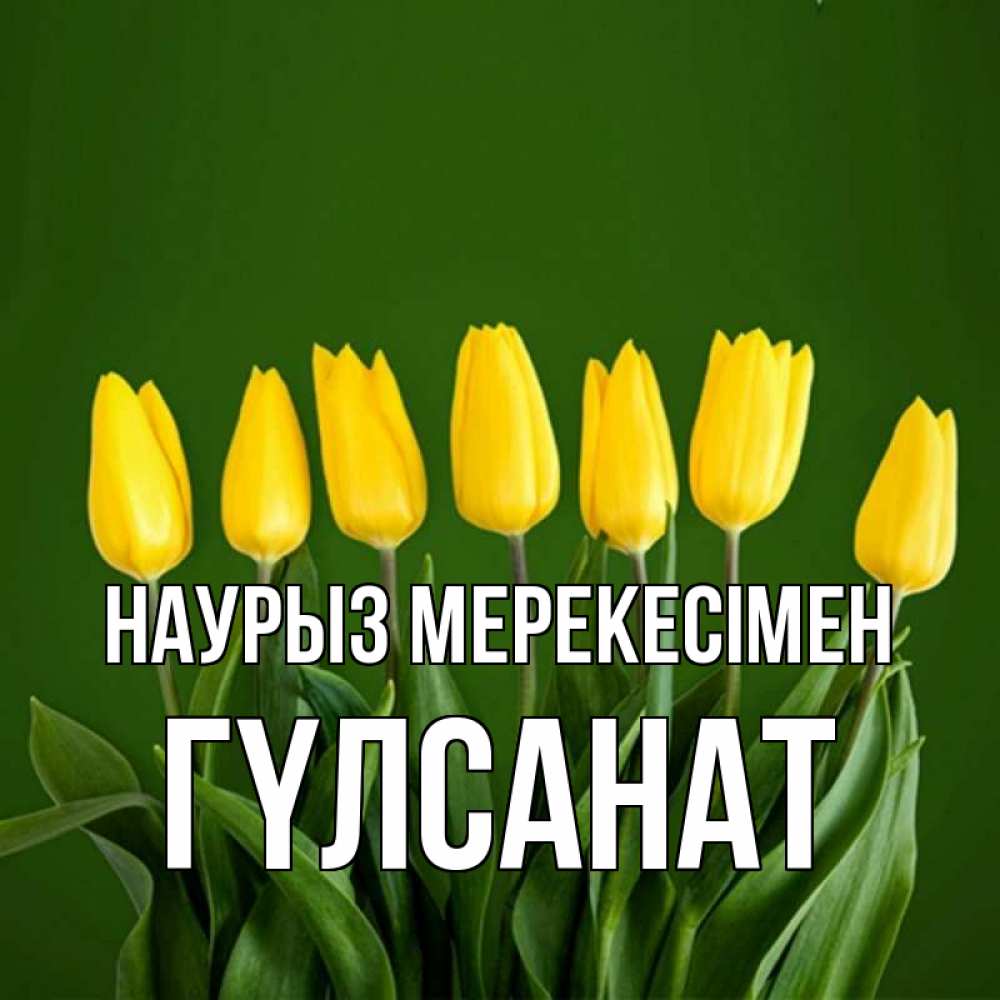 Күн сайын ашық хат с именем, ГҮЛСАНАТ Наурыз мерекесімен желтого цвета 3 Онлайн тегін жүктеп алу тілектері бар керемет карта 