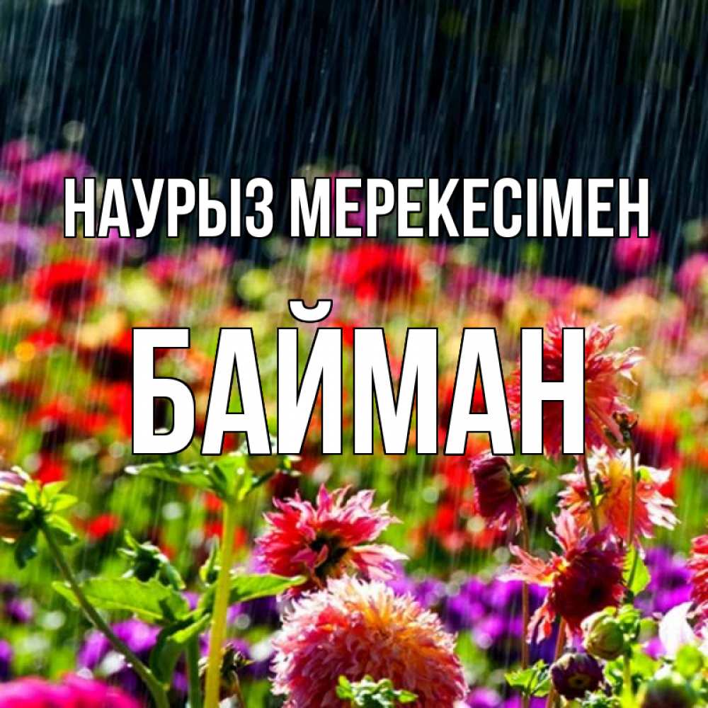 Күн сайын ашық хат с именем, Байман Наурыз мерекесімен цветы под дождиком к международному женскому дню Онлайн тегін жүктеп алу тілектері бар керемет карта 