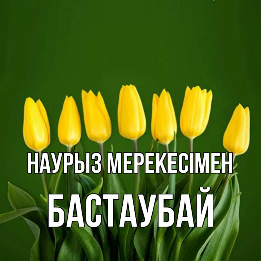Күн сайын ашық хат с именем, Бастаубай Наурыз мерекесімен желтого цвета 3 Онлайн тегін жүктеп алу тілектері бар керемет карта 