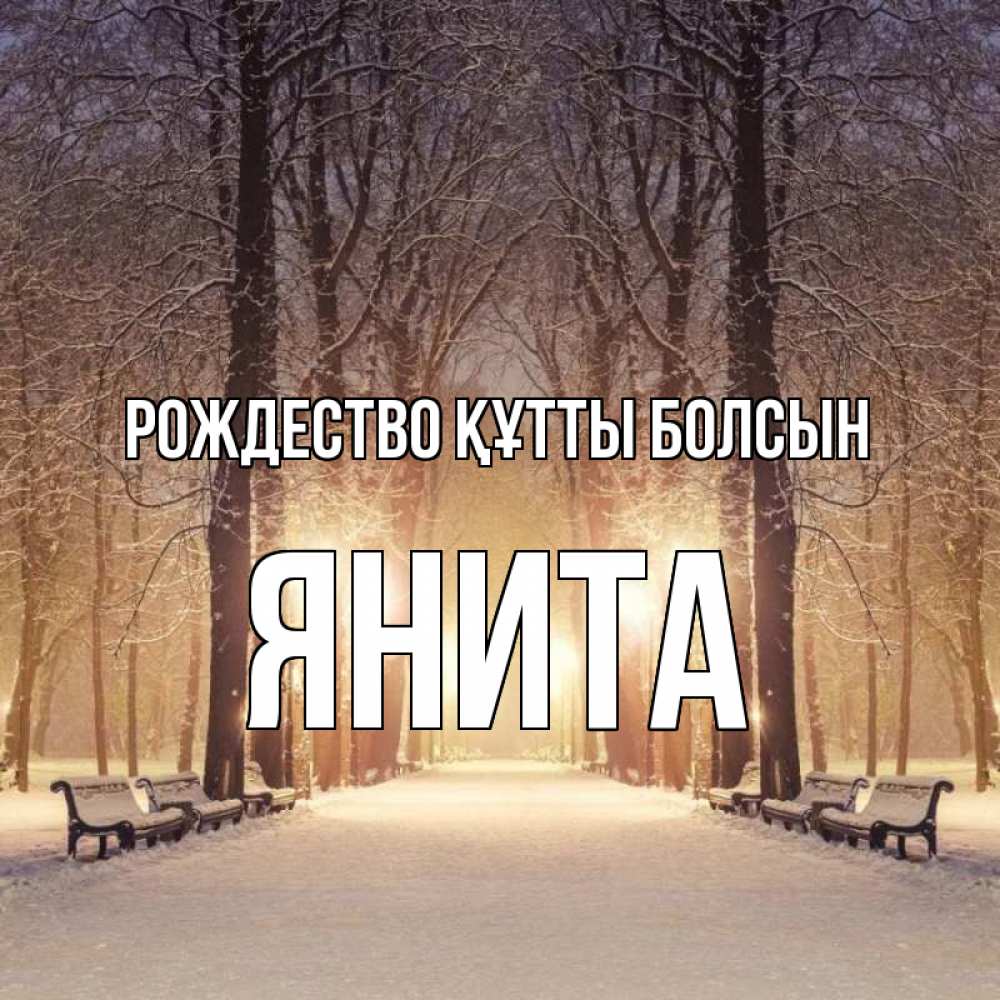 Күн сайын ашық хат с именем, Янита Рождество құтты болсын зима, парк, фонарь, лес Онлайн тегін жүктеп алу тілектері бар керемет карта 