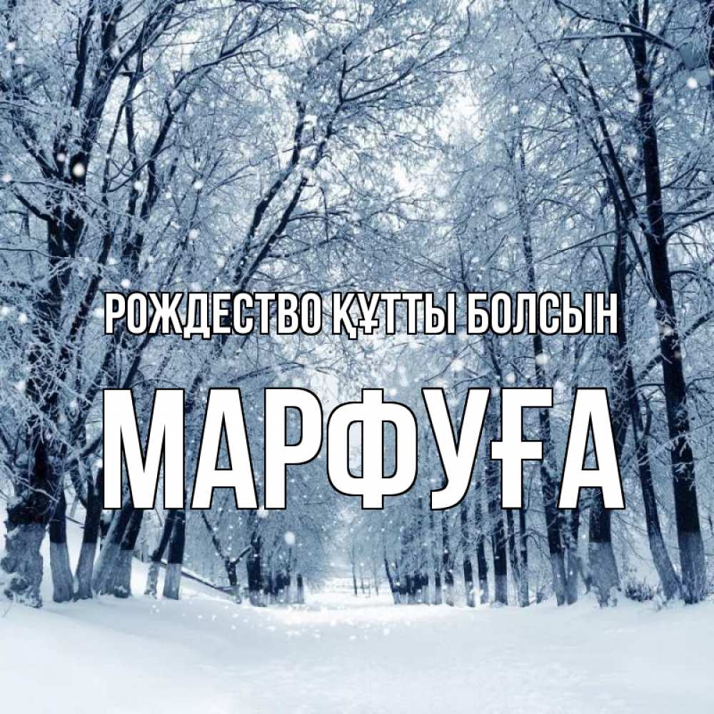 Күн сайын ашық хат с именем, МАРФУҒА Рождество құтты болсын снег, лес, парк Онлайн тегін жүктеп алу тілектері бар керемет карта 