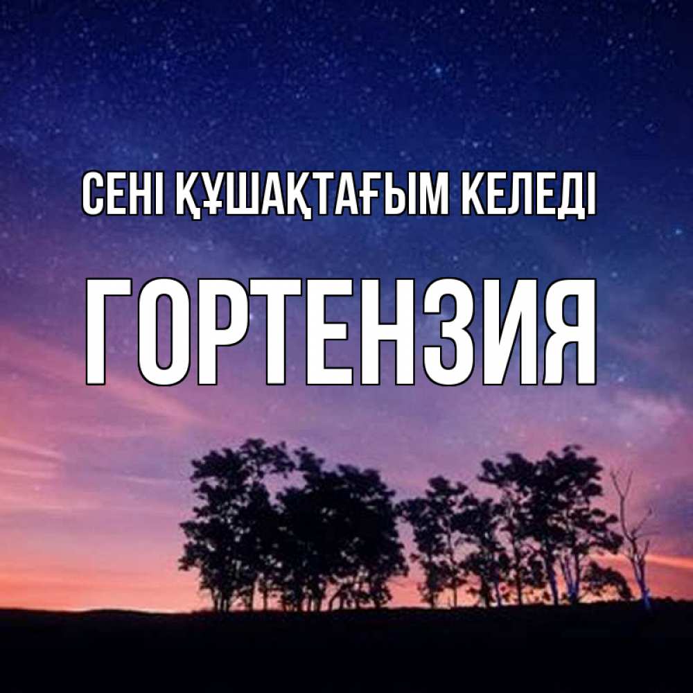 Күн сайын ашық хат с именем, Гортензия сені құшақтағым келеді силуэты деревьев Онлайн тегін жүктеп алу тілектері бар керемет карта 