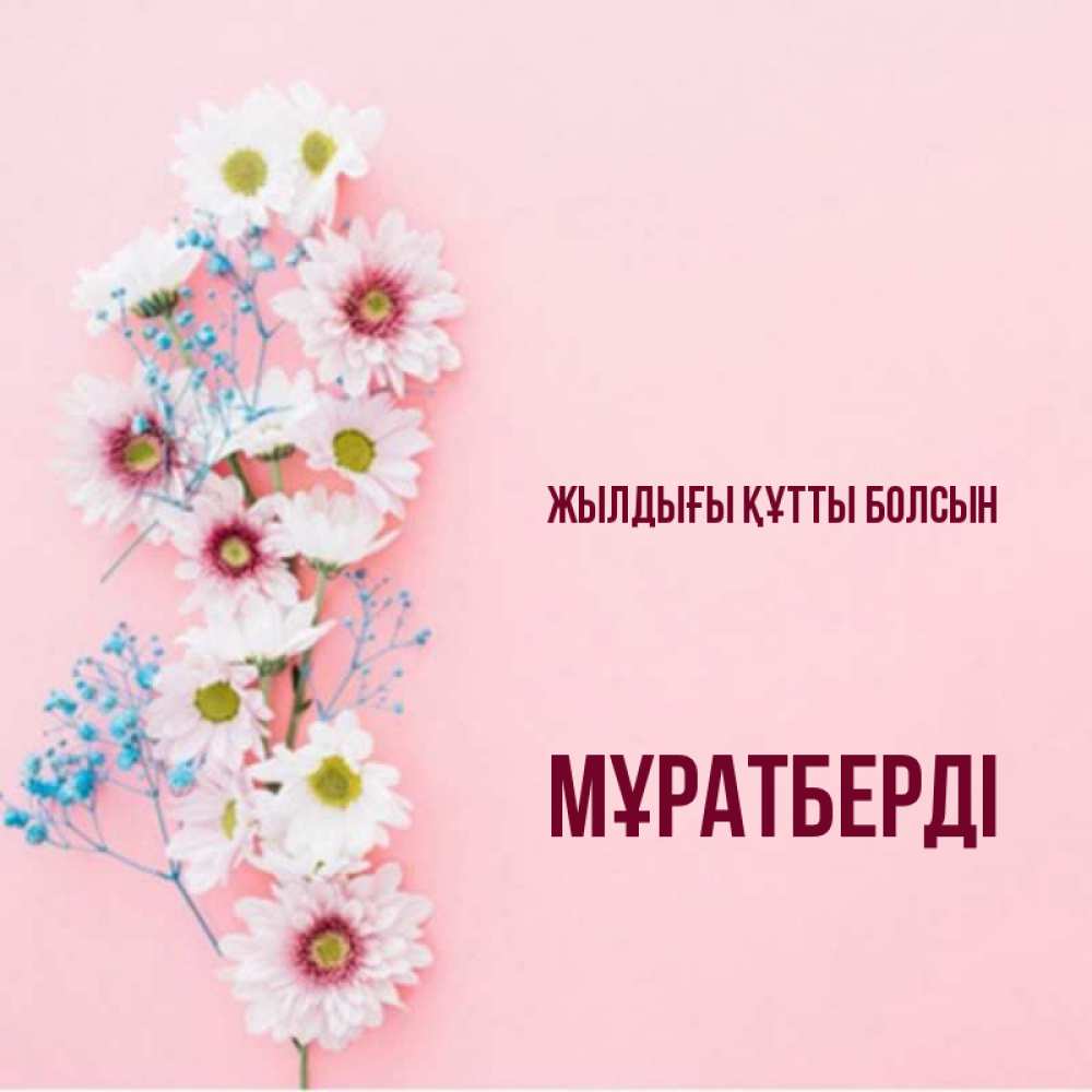 Күн сайын ашық хат с именем, Мұратберді Жылдығы құтты болсын Родная моя с днем рождения тебя картинка с цветами белыми и голубыми Онлайн тегін жүктеп алу тілектері бар керемет карта 