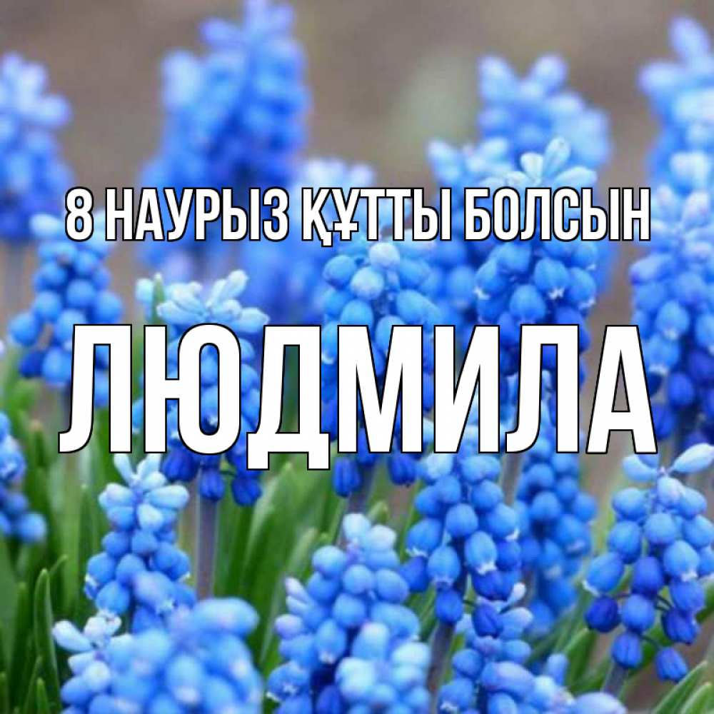 Күн сайын ашық хат с именем, Людмила 8 наурыз құтты болсын Поздравительная открытка для женщин с цветами на праздничную дату Онлайн тегін жүктеп алу тілектері бар керемет карта 
