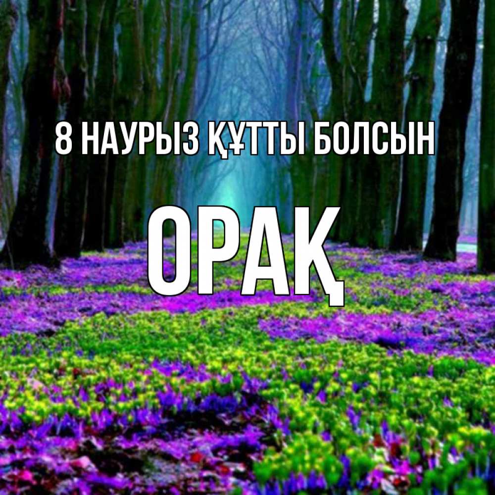 Күн сайын ашық хат с именем, ОРАҚ 8 наурыз құтты болсын фиолетовые цветы в лесу 1 Онлайн тегін жүктеп алу тілектері бар керемет карта 