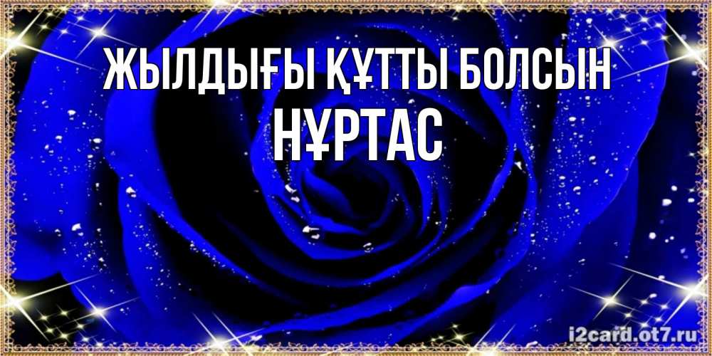 Күн сайын ашық хат с именем, НҰРТАС Жылдығы құтты болсын голубые цветы в росе Онлайн тегін жүктеп алу тілектері бар керемет карта 