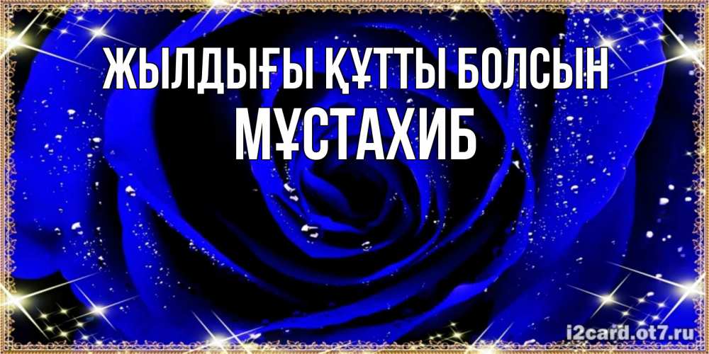 Күн сайын ашық хат с именем, МҰСТАХИБ Жылдығы құтты болсын голубые цветы в росе Онлайн тегін жүктеп алу тілектері бар керемет карта 