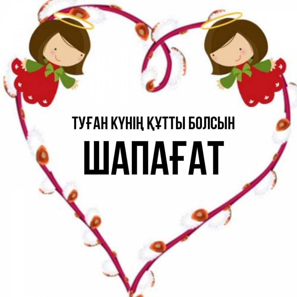 Күн сайын ашық хат с именем, ШАПАҒАТ Туған күнің құтты болсын рамочка в виде сердца Онлайн тегін жүктеп алу тілектері бар керемет карта 