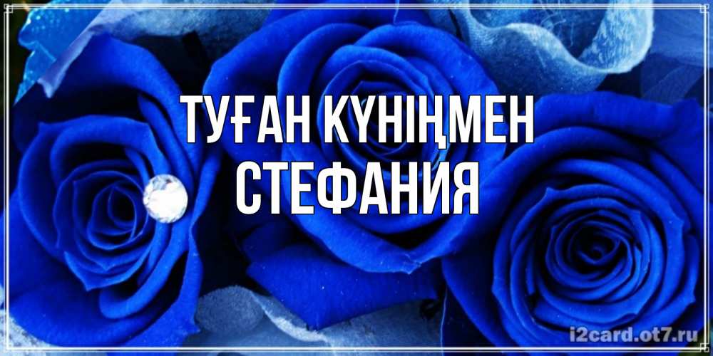 Күн сайын ашық хат с именем, Стефания Туған күніңмен синие розы в росе Онлайн тегін жүктеп алу тілектері бар керемет карта 
