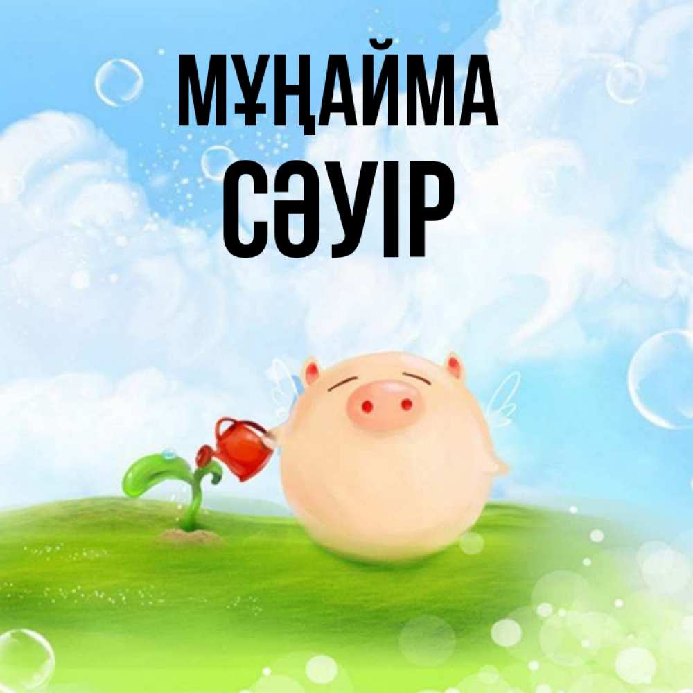 Күн сайын ашық хат с именем, СӘУІР Мұңайма поливает цветок порося Онлайн тегін жүктеп алу тілектері бар керемет карта 