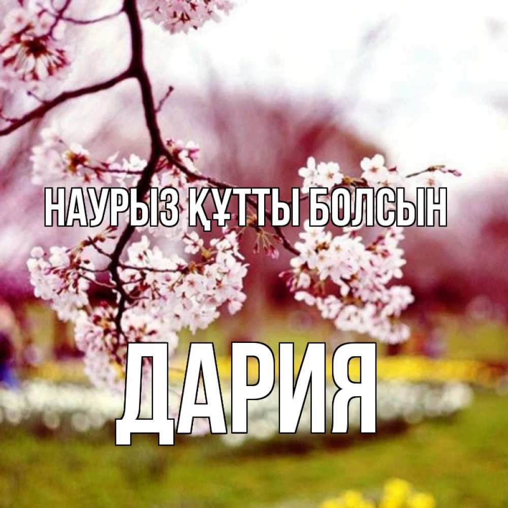 Күн сайын ашық хат с именем, ДАРИЯ Наурыз құтты болсын яблоня Онлайн тегін жүктеп алу тілектері бар керемет карта 