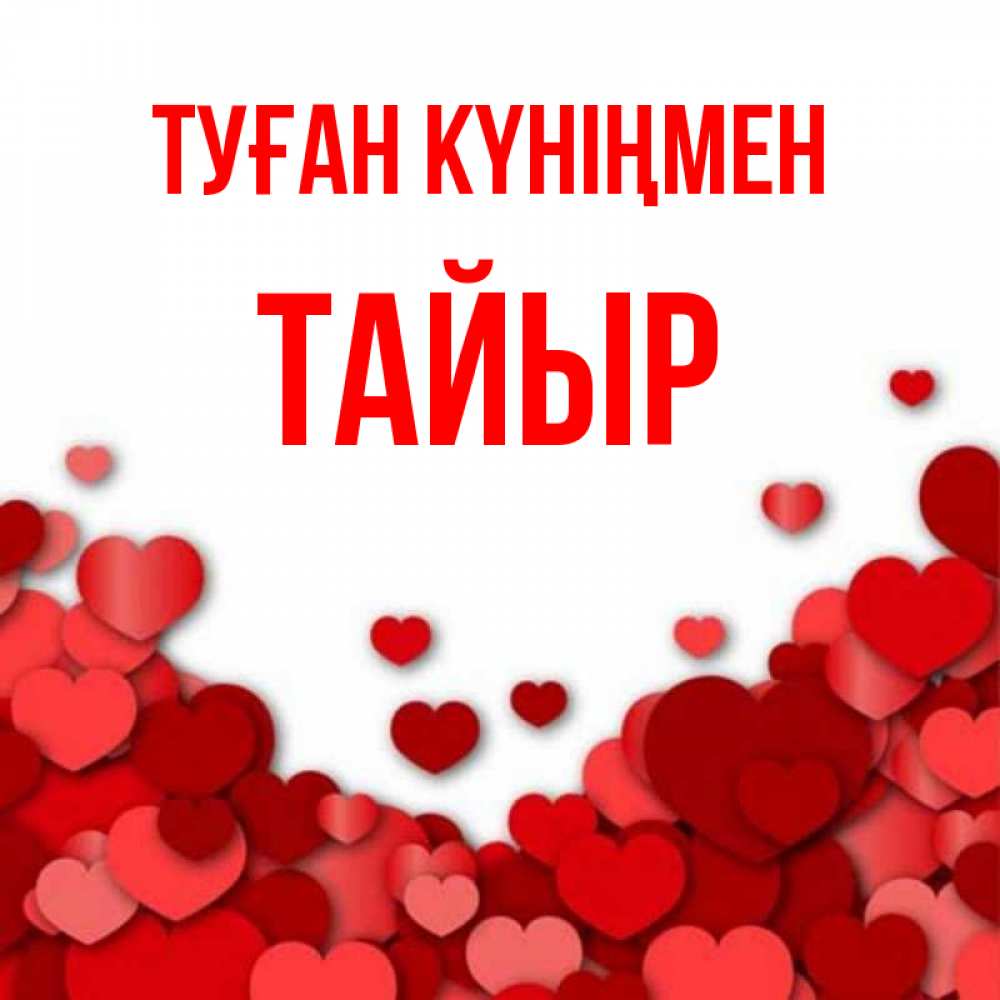 Күн сайын ашық хат с именем, ТАЙЫР Туған күніңмен много красных сердечек о любви Онлайн тегін жүктеп алу тілектері бар керемет карта 