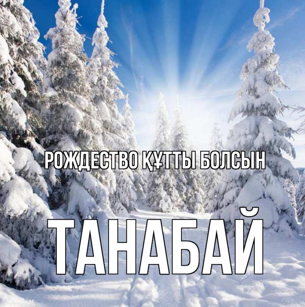 Күн сайын ашық хат с именем, ТАНАБАЙ Рождество құтты болсын зима, лес Онлайн тегін жүктеп алу тілектері бар керемет карта 