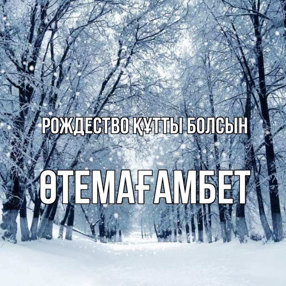 Күн сайын ашық хат с именем, ӨТЕМАҒАМБЕТ Рождество құтты болсын снег, лес, парк Онлайн тегін жүктеп алу тілектері бар керемет карта 