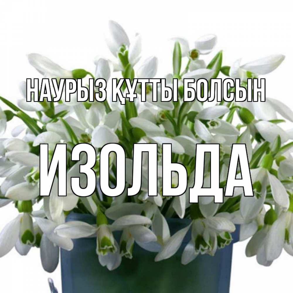 Күн сайын ашық хат с именем, Изольда Наурыз құтты болсын цветы к наурызу Онлайн тегін жүктеп алу тілектері бар керемет карта 