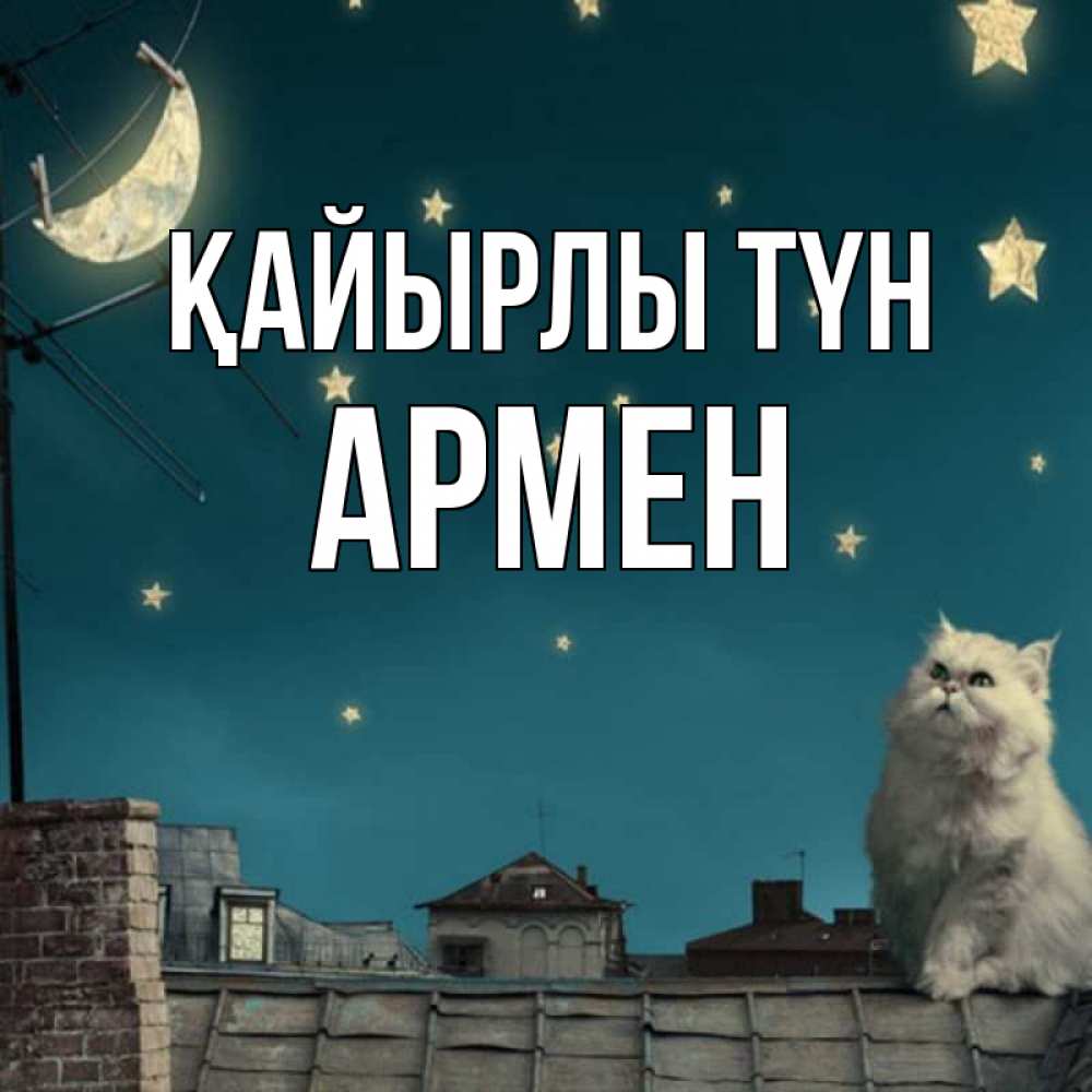 Күн сайын ашық хат с именем, Армен Қайырлы түн белый кот сидит на крыше Онлайн тегін жүктеп алу тілектері бар керемет карта 