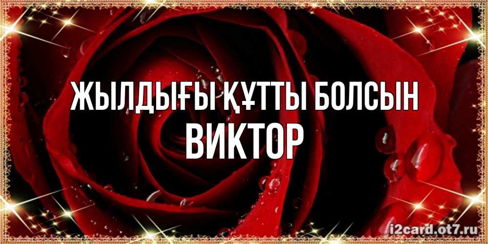Күн сайын ашық хат с именем, Виктор Жылдығы құтты болсын цветок в росе на день рождения Онлайн тегін жүктеп алу тілектері бар керемет карта 