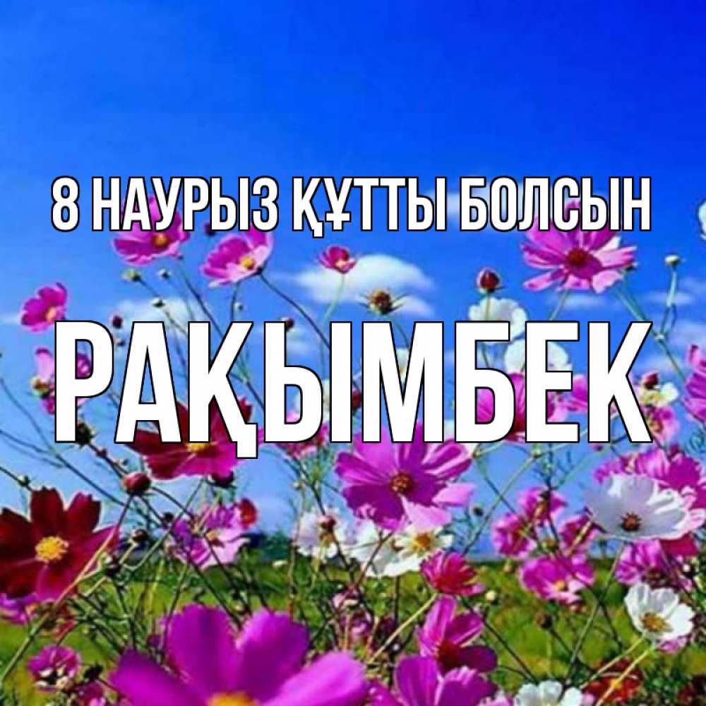 Күн сайын ашық хат с именем, Рақымбек 8 наурыз құтты болсын цветы Онлайн тегін жүктеп алу тілектері бар керемет карта 