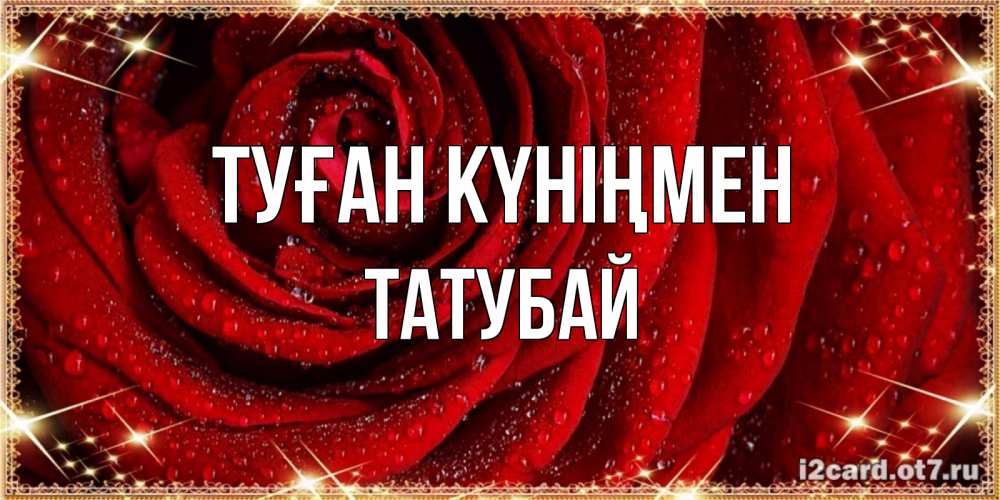 Күн сайын ашық хат с именем, ТАТУБАЙ Туған күніңмен роса на розе блестящая в лучах солнца Онлайн тегін жүктеп алу тілектері бар керемет карта 