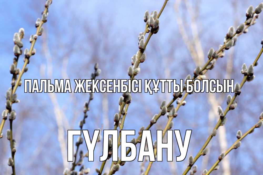 Күн сайын ашық хат с именем, ГҮЛБАНУ Пальма жексенбісі құтты болсын верба Онлайн тегін жүктеп алу тілектері бар керемет карта 
